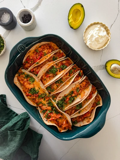 Zapečené tacos s kuřecím masem
